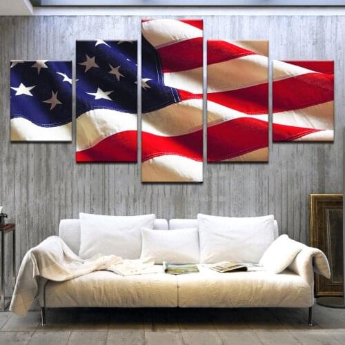 Wall Art Pictures Home Decor Framework 5 Pieces Retro Vintage American Flag Canvas Paintings Modern Living Room HD Prints Poster