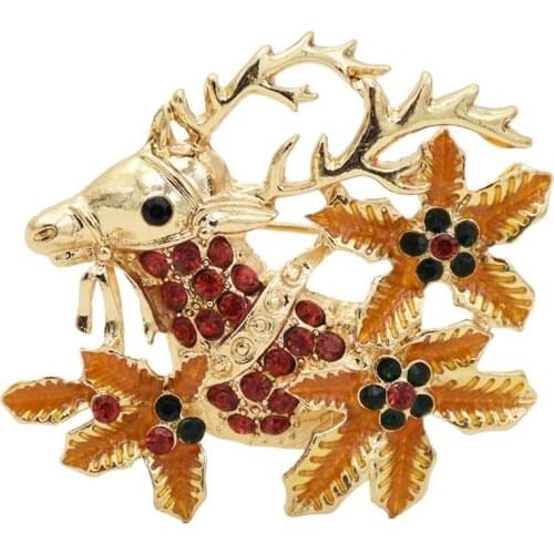 New Trendy Rhinestone Deer Angel Shape Brooch Pin for Women Girl Christmas Dress Hat Decoration Best Gift