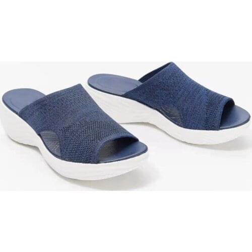 2021 New Knitted Wedge Sports Corrective Sandals Open Toe Non-Slip Platform Sandals Arch Support Comfortable For Summer Slippers