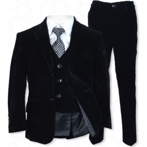 New Arrival Fashion Show Boy Formal Suit/Flower Boy Suit/ Thicken Plush Black 3-piece Set Suit3317