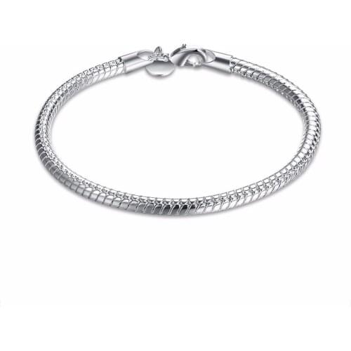 Selling 925 sterling silver accessories classic lobster buckle neutral paragraph 4 mm diameter snake bones bracelet
