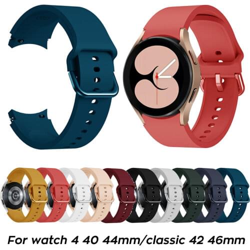 20mm Curved End Silicone Watch Strap for Samsung Galaxy Watch 4 40mm 44mm Watch4 Classic 42 46mm Watch Band Rubber Wristband