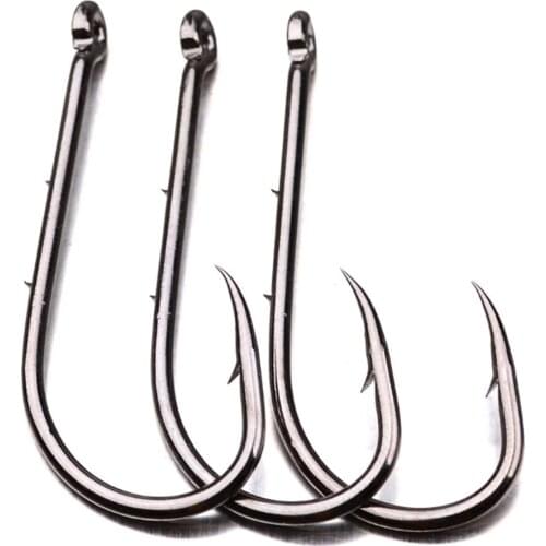100pc High-Carbon Steel Fishhook 1# 2# 3# 4# 5# 6# Single Hooks High Quality Bait Holder Fishing Hooks Jig Big Hook Pesca