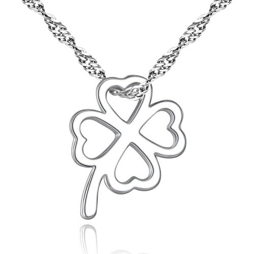 Silver Color Leaf Necklace Ladies Exquisite Hollow Stainless Lucky-clover Necklace Jewelry Simple Necklace Ladies Gift Jewelry