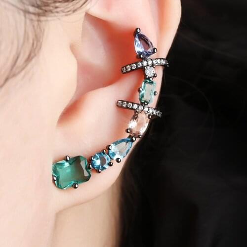 2019 New Copper Colorful Cubic Zirconia Simple Clip Earrings Fashion Jewelry Earring Female Wedding Party Gift Womens jewelry
