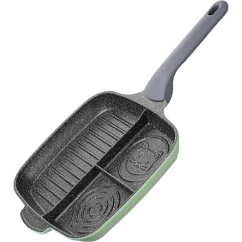Frying Pan,3 Section Meal Skillet Steak Pan Divided Pan Nonstick Breakfast Frying Grill Pan Baking Pan Breakfast Pan
