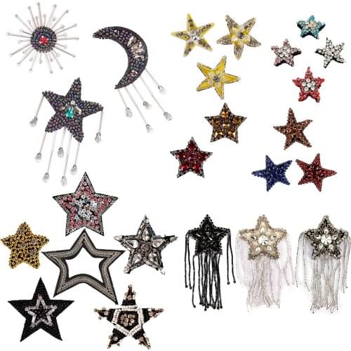 Bead Rhinestones Sun Moon Star Shape Applique Crafts for Hair Bag Shoes Decoration Sewing Accessories