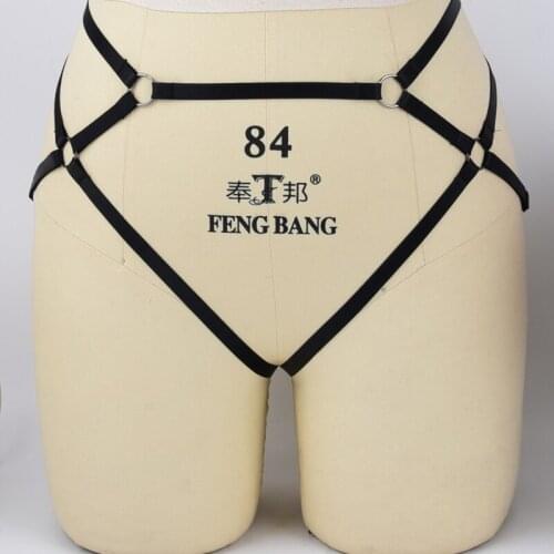 Women Sexy T-Back Body Harness Open Crotch Briefs Fetish Wear Bondage Harness Gothic Rave Pole Dance Lingerie G-String Body Cage