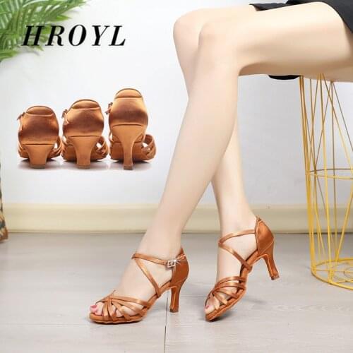 HROYL New Hot women latin dance shoes for girls women shoes high heels Ballroom Dance Shoes Tango Soft Bottom Salsa Shoe 5/7cm