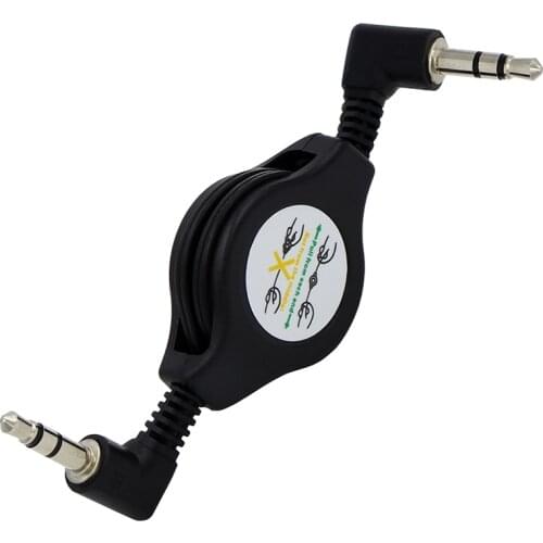 Retractable & stretchable 90 degree elbow angle 3.5mm male to male 3 pole Car Aux Audio Line 75cm