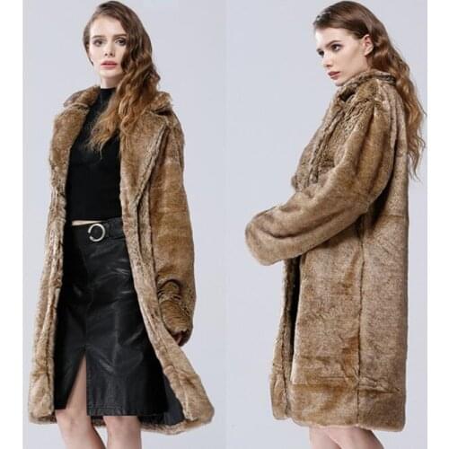 Autumn fur leather jacket womens warm faux mink fur leather coat women loose jackets winter thicken fashion brown