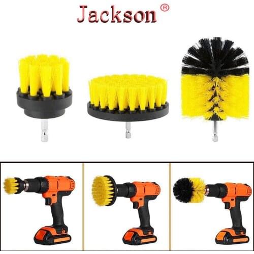1 Set/3 PCS Electric Drill Brush Kit Plastic Round Cleaning Brush For Carpet Glass Car Tires Nylon Brushes Scrubber Drill