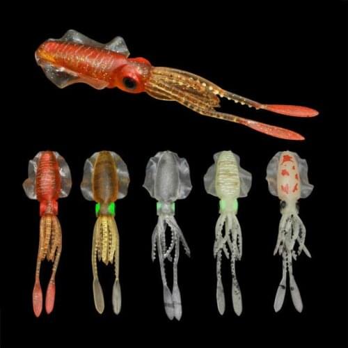 5Pcs 9.5cm/12cm/15cm Fishing Soft Lure Luminous Squid Jig Fishing Lures Octopus Skirts Sea Fishing Wobbler Bait Lure Leurre