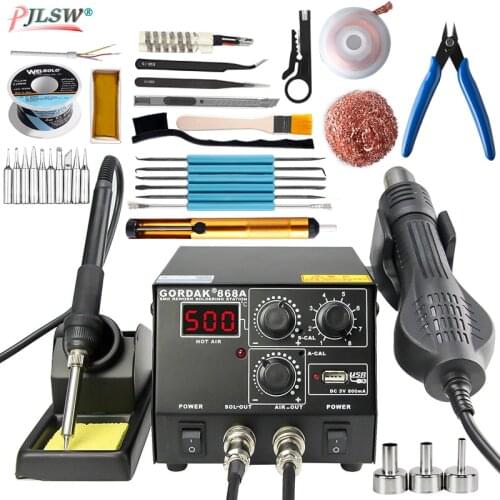 868D 868A intelligent 3in1 anti-static hot air dual digital hot air gun soldering SMD Rework station USB charging mobile phone