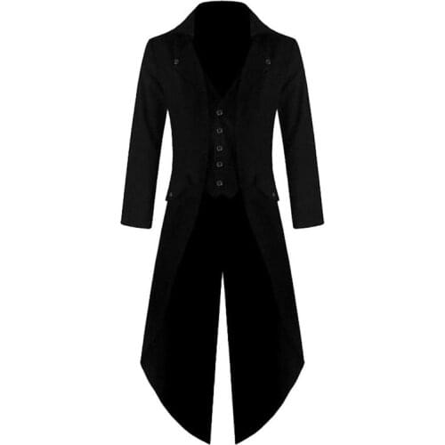 Abrigo de hombre color sólido Steampunk Retro esmoquin nueva moda vestido masculino Puimentiua