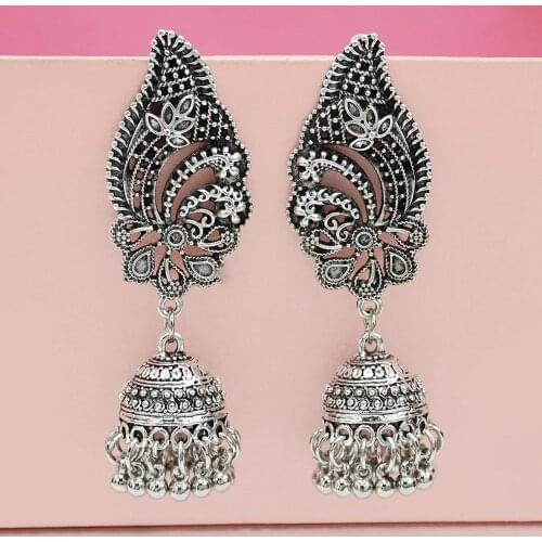 Afghan Indian Jhumka Jewelry Bohemia Ethnic Metal Birds Shape Big Bells Drop Dangle Earrings For Women pendientes Mujer