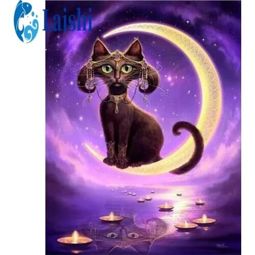 3D Diy Diamond Painting Cat moon Art Diamond Picture Diamond embroidery Cross stitch Mosaic Gift Home Wall Decoration pictures