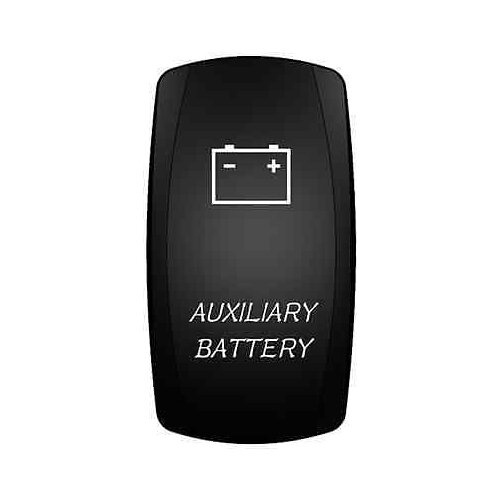 Car marine switch 4-pin RV TRAILER AUXILIARY BATTERY ROCKER SWITCH (ON)-OFF-(ON) SPDT 4PIN 2LED GREEN RED