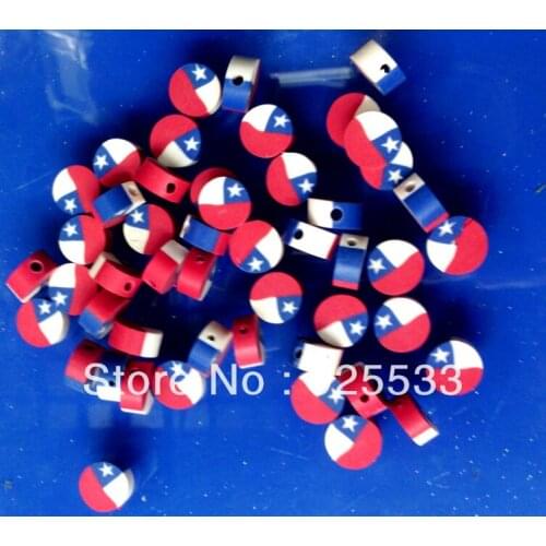 Free Shipping 3000pcs per lot 10mm round red and white national flag polymer clay Loose Beads for Necklace DIY