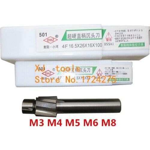 Free Shipping 5pcs/set 4 Flute HSS AL Counterbore End Mill M3 M4 M5 M6 M8 metric Endmill/sink holes drilling head milling cutter