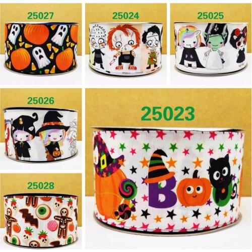Free shipping 50 yard per size halloween ribbon printed grosgrain ribbon 25028