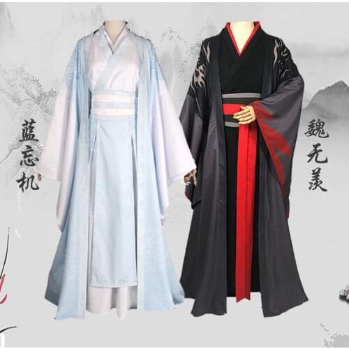 FREE Dao Mo To Shi Wei Wuxian Cosplay Costume Anime Grandmaster of Demonic Cultivation Cosplay Lan Wangji Mo Dao Zu Shi Hanfu
