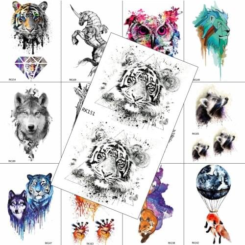 Geometric Black 3D Tiger Temporary Tattoo Sticker Fake Body Art Drawing Arm Legs Wasit Tatoo Waterproof Realistic Tattoo For Men