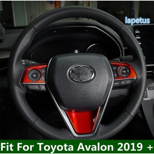 Lapetus Steering Wheel Decoration Frame Cover Trim 3 Piece ABS Fit For Toyota Avalon 2019 2020 2021 / Red / Matte / Carbon Fiber
