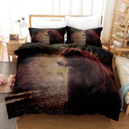 Childrens Bed linen Cute Bear Pattern King Queen Size Animal Comforter Set With Pillowcases High Quality Home Textiles