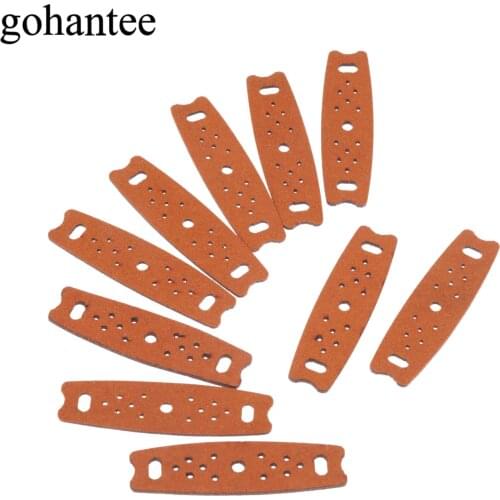 Gohantee Brown 10pcs Slingshots Pouches Microfiber Leather with Center Hole for Outdoor Hunting Catapults 60mm x 17mm x 14mm