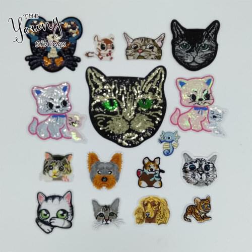 Hot sale Cartoon Hot melt adhesive Applique Embroidery Animal Iron on patch Badge DIY Sequins Sewing Clothing Accessory Supplies