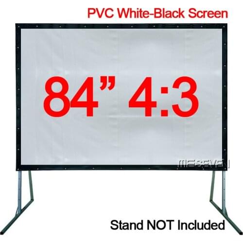 Hot Sale 84 inches 4:3 PVC Soft White-Black Projection Screen Curtain Film for 3D HD DLP Video Home Cinema Theater Projector