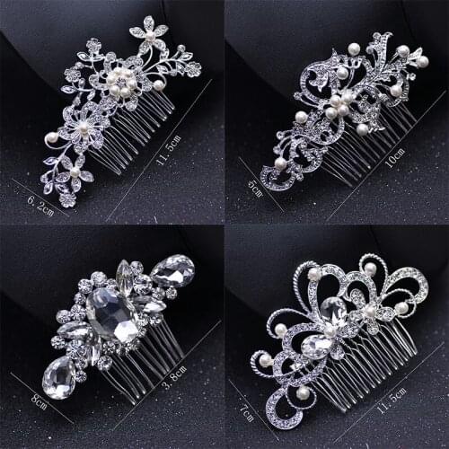 Sliver Color Metal Leaf Hair Combs Jewellery Bride Pearl Hair Comb Tiaras Headpiece Jewelry Wedding Bridal Hair Accessories