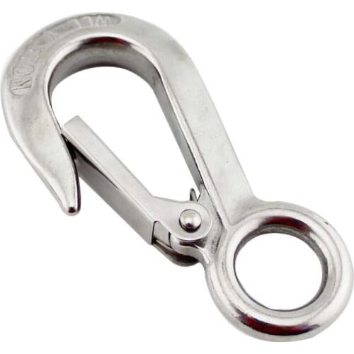 0.3 tone load capacity stainless steel 304 large eye cargo hook with safety latch