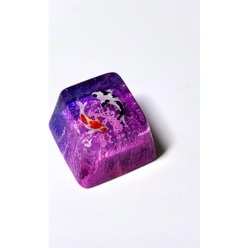 Koi Design Resin Keycaps For Cherry Mx Switch Mechanical Gaming Keyboard Pink Purple Red Blue Color Handmade Customized Keycaps