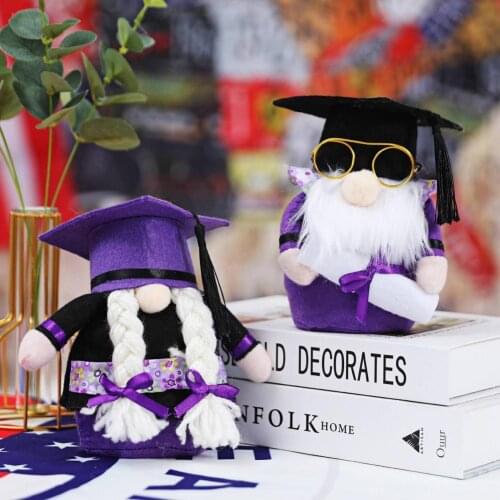 Cute Faceless Old Man Doll Soft Handmade Purple Graduation Season Gift Dwarf Ornament Party Favors