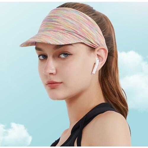 Summer Woman Outdoor Sports Elastic Empty Top Knitted Brimmed Sun Hat Riding Driving Fitness Baseball Cap Fashion Sunscreen Hat