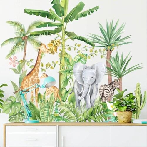 Cartoon Safari Jungle Woodland Animals Wall Stickers for Baby Kids Rooms Home Decor Nursery Bedroom Art Wall Decals Diy Mural