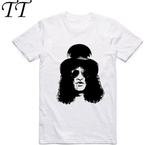 2019 Fashion Men Print Slash Cool T-shirt O-Neck Short Sleeves Summer Streetwear Casual Rock Band Gun N Roses Tops Tees T shirt