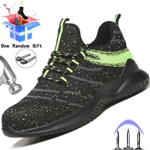 Male Work Boots Safety Steel Toe Shoes Men Puncture-Proof Work Sneakers Men Lightweight Safety Shoes Men Anti-smash Work Boots