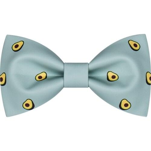 Mens Bow Tie, Light Green with Cartoon Avocado, Novelty for Wedding Party Best Man Bridegroom Casual style