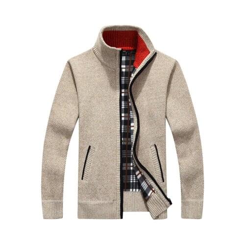 New Autumn Mens Sweaters Knitted Brand Male Turtleneck Sweater Men Solid Cardigan Men Slim Zipper Thick Warm Sweater Pull Homme