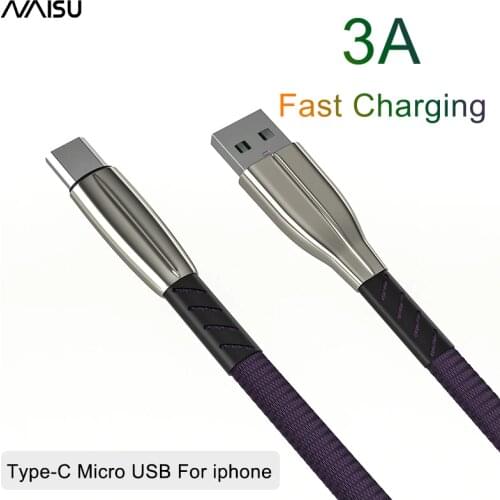 NAISU Nylon 3A Fast Charge Micro USB Type C Data Cable For Huawei Samsung Xiaomi Android Cables Mobile Phone Charger Cord 2020