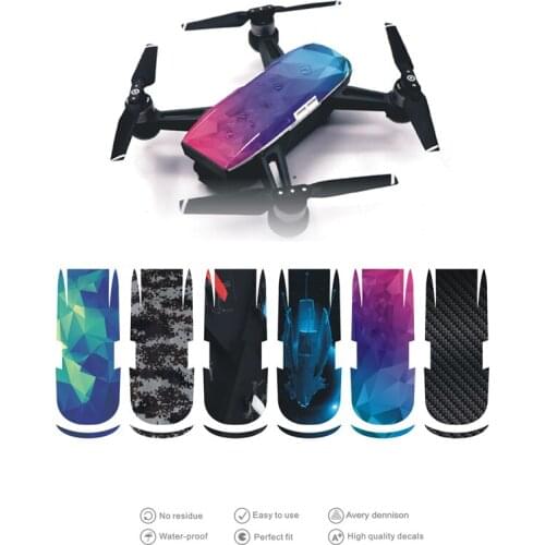 6pcs for DJI Spark Drone Body Sticker Waterproof PVC Carbon Fiber for DJI Spark Decorative Skin Decals for DJI SPARK Accessories