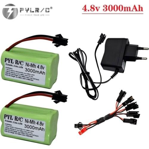 PYLR/C 4.8v 3000mAh NiMH Battery With Charger For RC Cars Robots Tanks Boats AA 4.8v Rechargeable Battery Pack for RC TOYs Guns