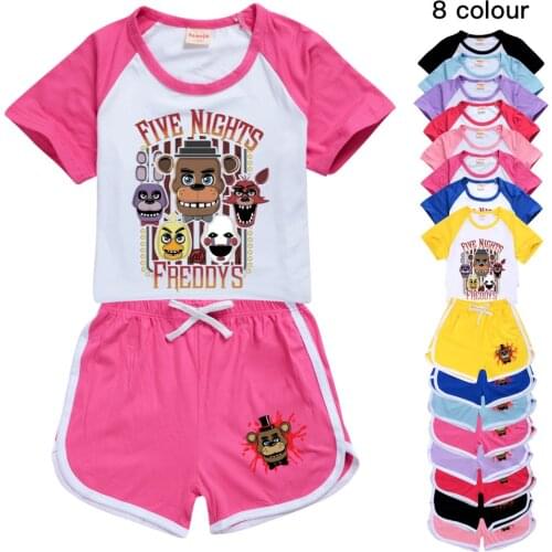 New Summer Kids Clothes FNAF 3d Print Suits Toddler Girls Sets Top+shorts 3d Sets Sports Suit Casual Baby Sets Boy Clothes
