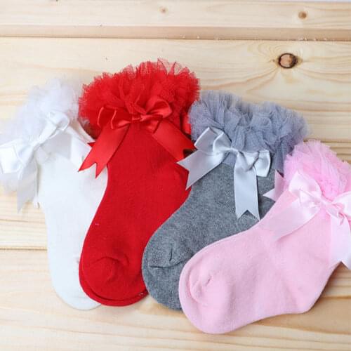 New Style Bow Babies Lace Socks Cotton Children Baby Girls Sock General Short Products Princess Style Floral Casual Socks