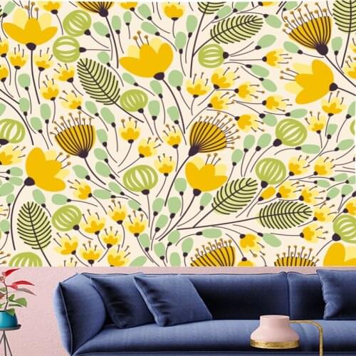 Pastoralism yellow flower tapestry wall hanging Childrens room wall hanging kids room tapestry Wall Tapestry Hanging Home Decor