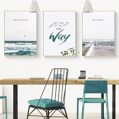 Scenery Home Decor Nordic Canvas Art Painting Living Room Wall Art Print Landscape Seaside Beach Letter Poster Modern Picture