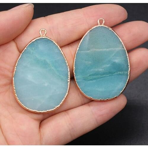 Natural stone pendant drop-shaped Amazonites faceted pendant necklace for DIY jewelry best birthday gift size 30x40mm